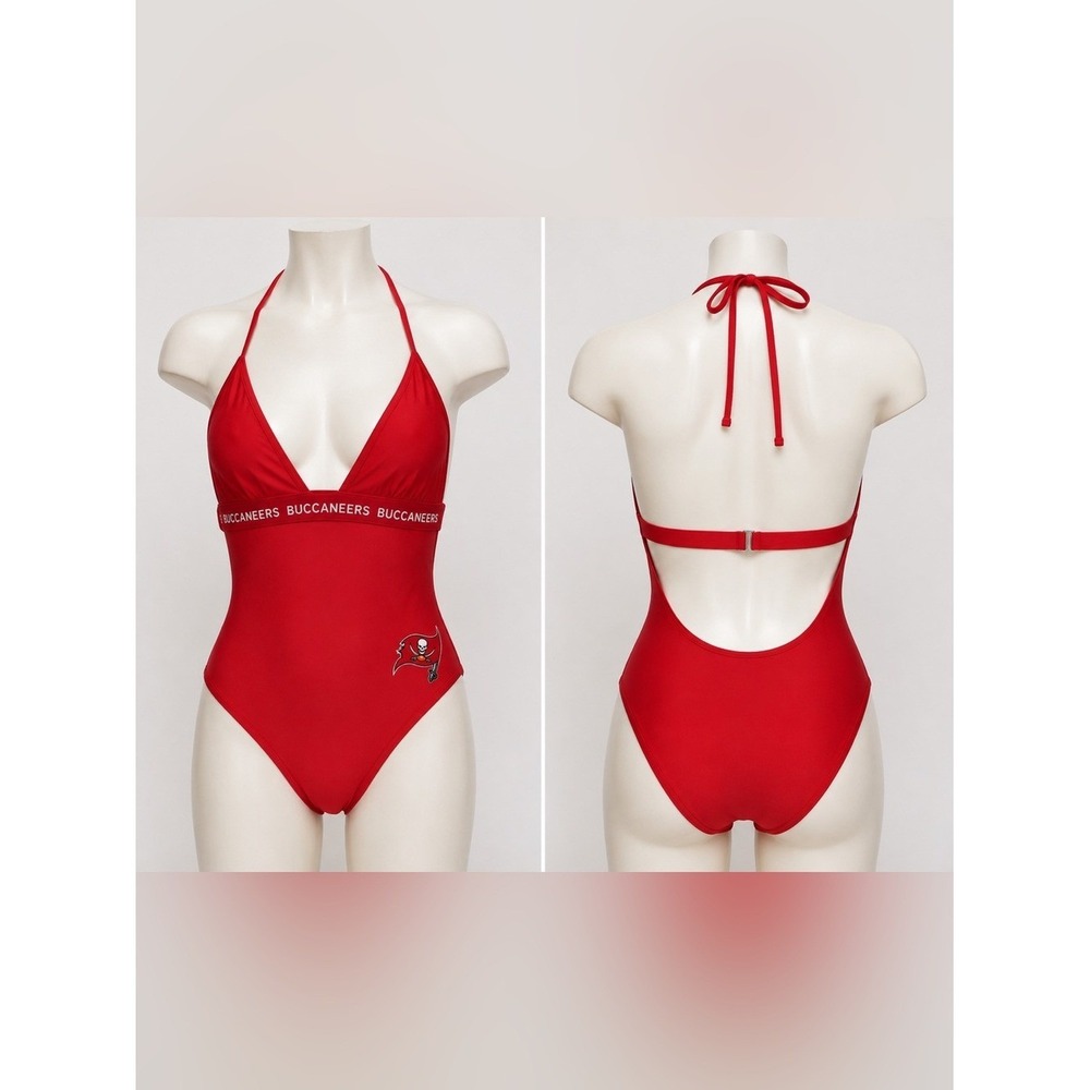 NFL Team Apparel Tampa Bay Buccaneers Red Halter One Piece Swimsuit NWT M